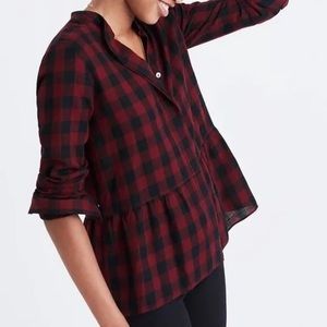 Madewell Lakeside Buffalo Peplum Plaid Top